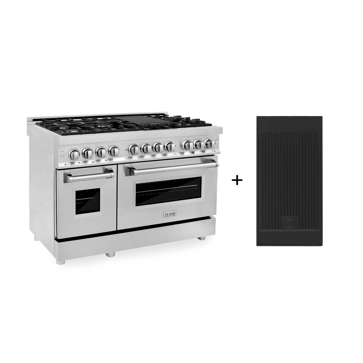 ZLINE 48 in. 6.0 cu. ft. Electric Oven and Gas Cooktop Dual Fuel Range with Griddle in Stainless Steel (RA-GR-48) - (RAGR48)