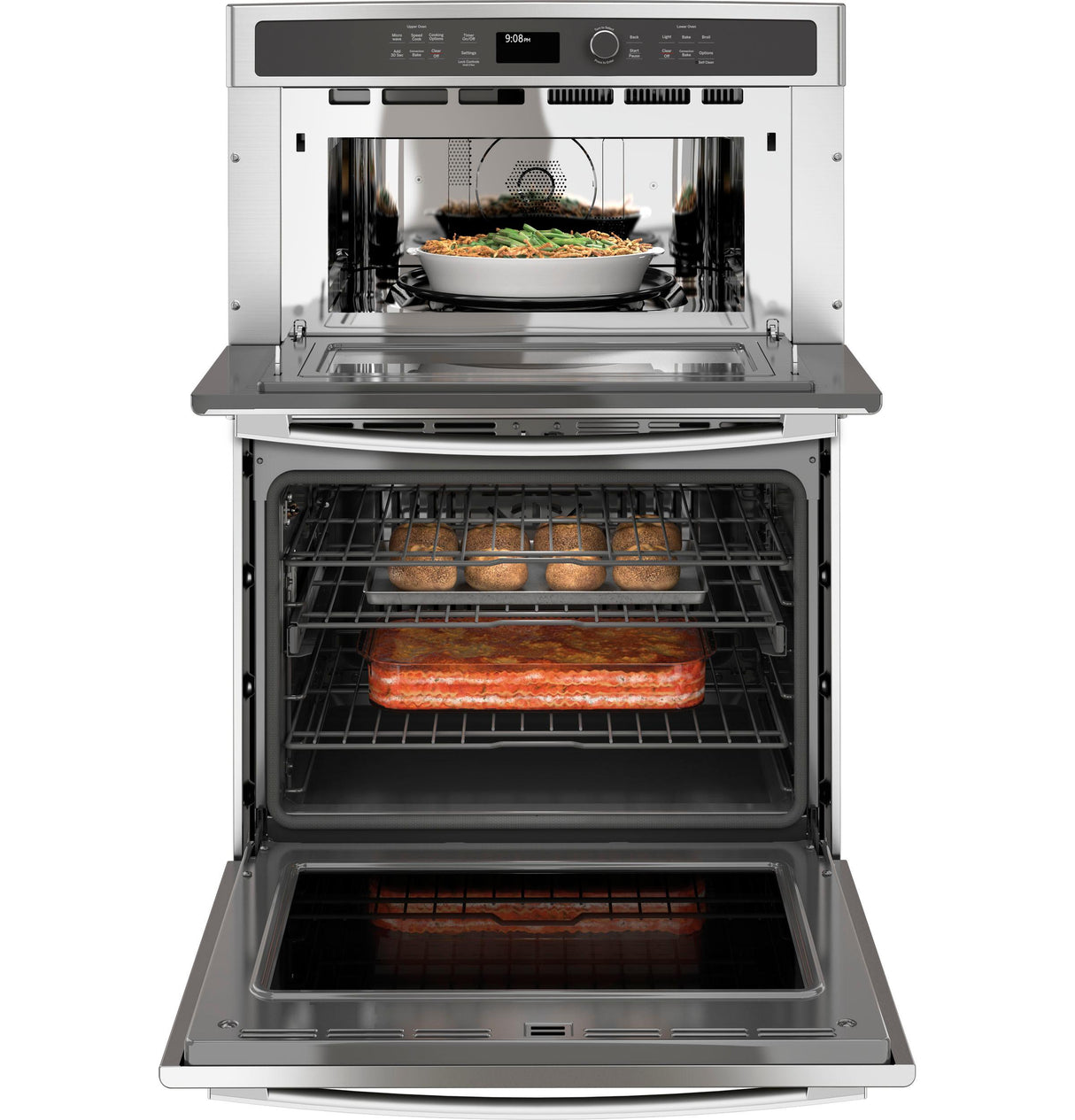 GE Profile(TM) 30 in. Combination Double Wall Oven with Convection and Advantium(R) Technology - (PT9800SHSS)