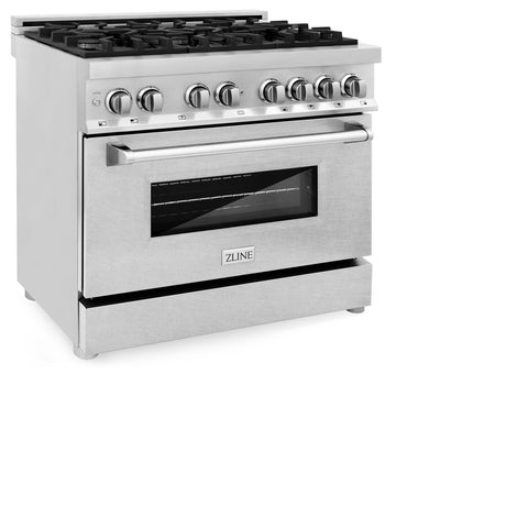 ZLINE 36 in. Dual Fuel Range with Gas Stove and Electric Oven in Stainless Steel (RA36) [Color: DuraSnow Stainless Steel] - (RASN36)