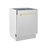 ZLINE Autograph Edition 24" 3rd Rack Top Control Tall Tub Dishwasher in Stainless Steel with Accent Handle, 51dBa (DWVZ-304-24) [Color: Gold] - (DWVZ30424G)