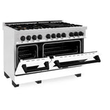 ZLINE Autograph Edition 48" 6.0 cu. ft. Dual Fuel Range with Gas Stove and Electric Oven in DuraSnow Stainless Steel with White Matte Door with Accents (RASZ-WM-48) [Color: Matte Black] - (RASZWM48MB)