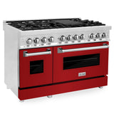 ZLINE 48 in. Dual Fuel Range with Gas Stove and Electric Oven in Stainless Steel (RA48) [Color: Red Gloss] - (RARG48)