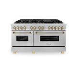 ZLINE Autograph Edition 60" 7.4 cu. ft. Dual Fuel Range with Gas Stove and Electric Oven in Stainless Steel with Accents (RAZ-60) [Color: Champagne Bronze] - (RAZ60CB)