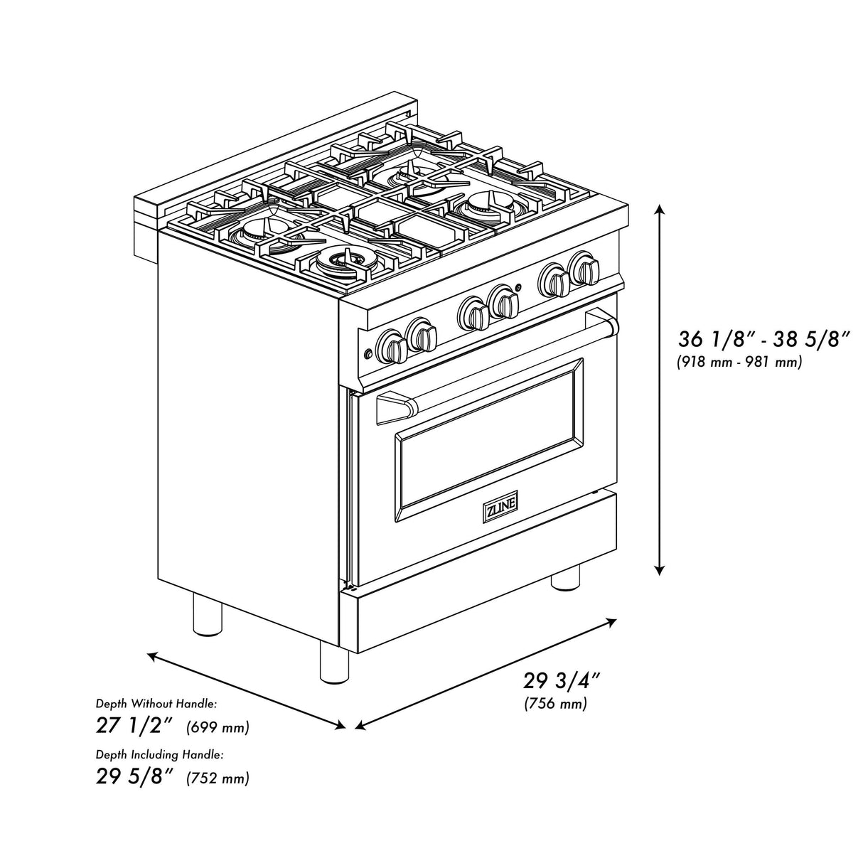 ZLINE 30 in. Dual Fuel Range with Gas Stove and Electric Oven in Stainless Steel (RA30) [Color: Red Matte] - (RARM30)