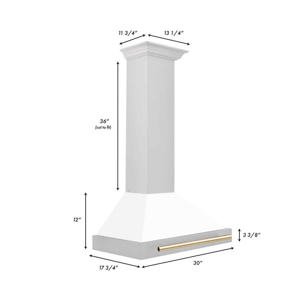 ZLINE 30 in. Autograph Edition Convertible Stainless Steel Range Hood with White Matte Shell [Color: Gold] - (KB4STZWM30G)