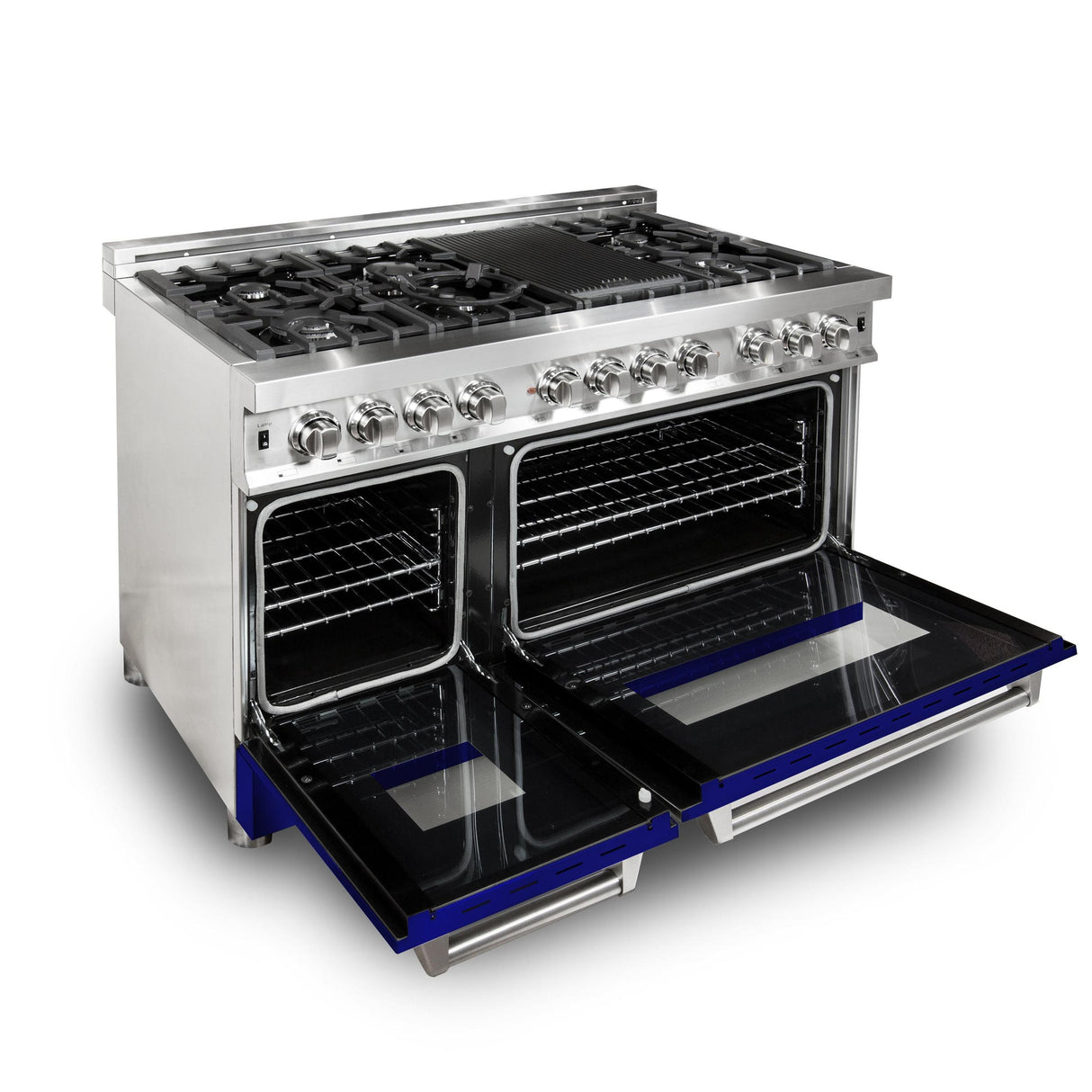 ZLINE 48 in. Dual Fuel Range with Gas Stove and Electric Oven in Stainless Steel (RA48) [Color: Blue Gloss] - (RABG48)