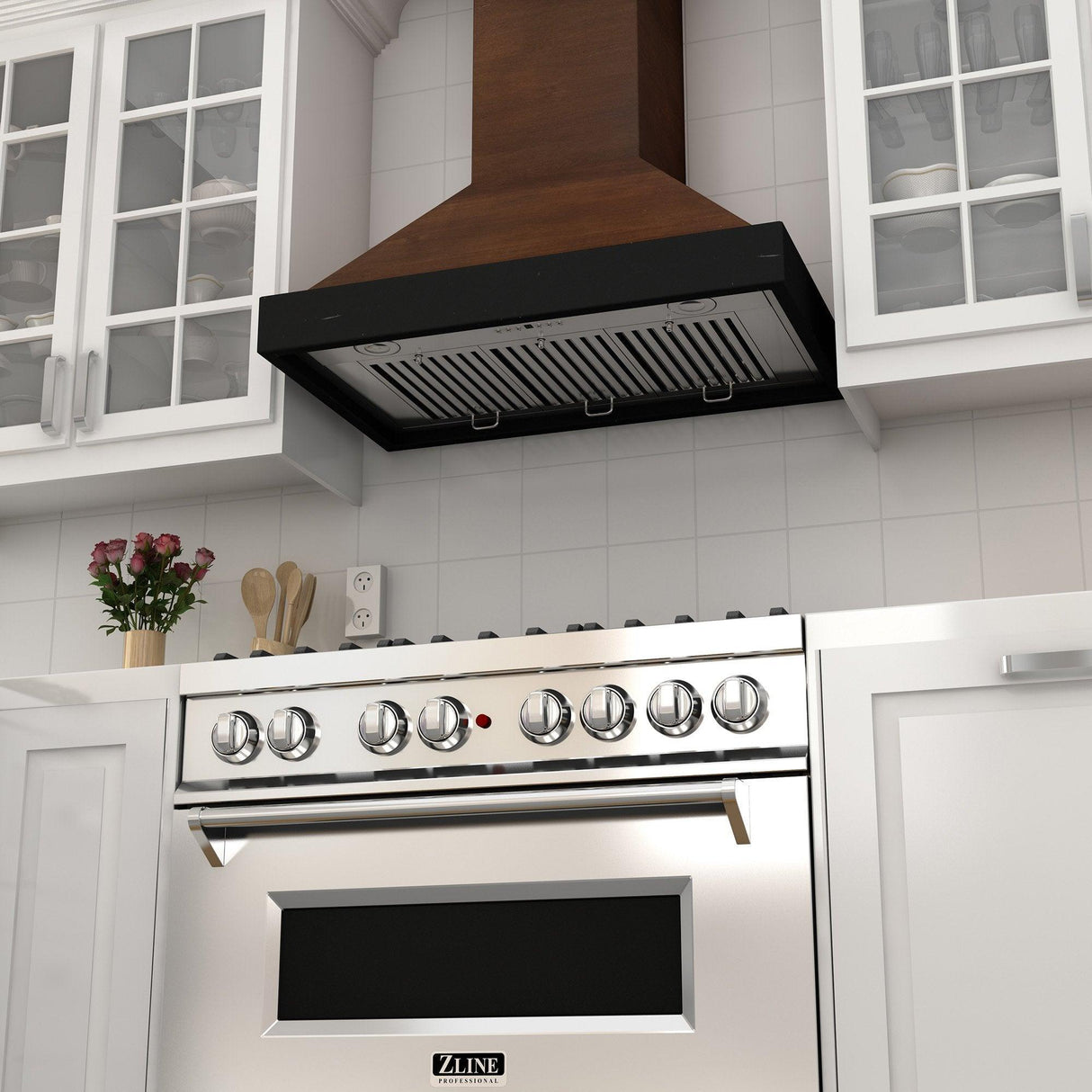 ZLINE Convertible Vent Wooden Wall Mount Range Hood in Antigua and Walnut (KBAR) - (KBAR30)