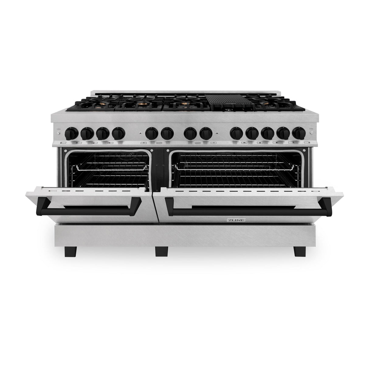 ZLINE Autograph Edition 60 in. 7.4 cu. ft. Dual Fuel Range with Gas Stove and Electric Oven in DuraSnow Stainless Steel with Accents (RASZ-SN-60) - (RASZSN60MB)