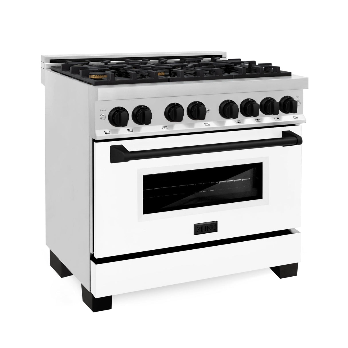 ZLINE Autograph Edition 36" 4.6 cu. ft. Dual Fuel Range with Gas Stove and Electric Oven in Stainless Steel with White Matte Door and Accents (RAZ-WM-36) [Color: Matte Black] - (RAZWM36MB)