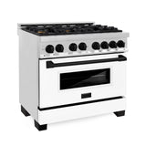 ZLINE Autograph Edition 36" 4.6 cu. ft. Dual Fuel Range with Gas Stove and Electric Oven in Stainless Steel with White Matte Door and Accents (RAZ-WM-36) [Color: Matte Black] - (RAZWM36MB)