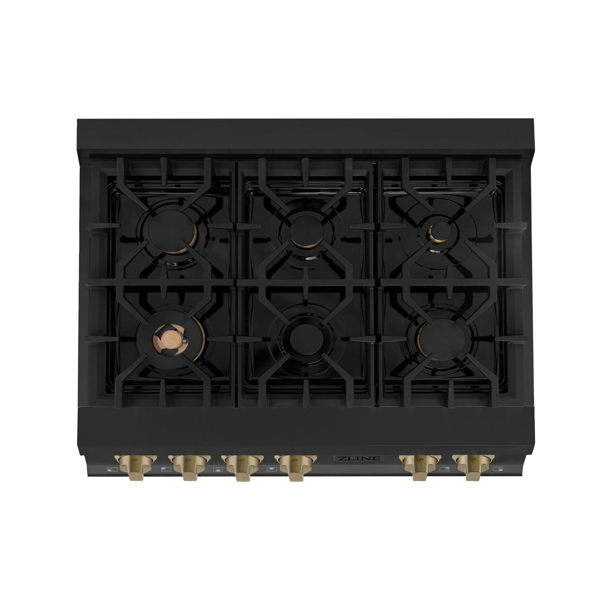 ZLINE Autograph Edition 36" Porcelain Rangetop with 6 Gas Burners in Black Stainless Steel and Champagne Bronze Accents (RTBZ-36-CB) [Color: Champagne Bronze] - (RTBZ36CB)