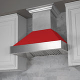 ZLINE Ducted DuraSnow Stainless Steel Range Hood with Red Matte Shell (8654RM) - (8654RM30)