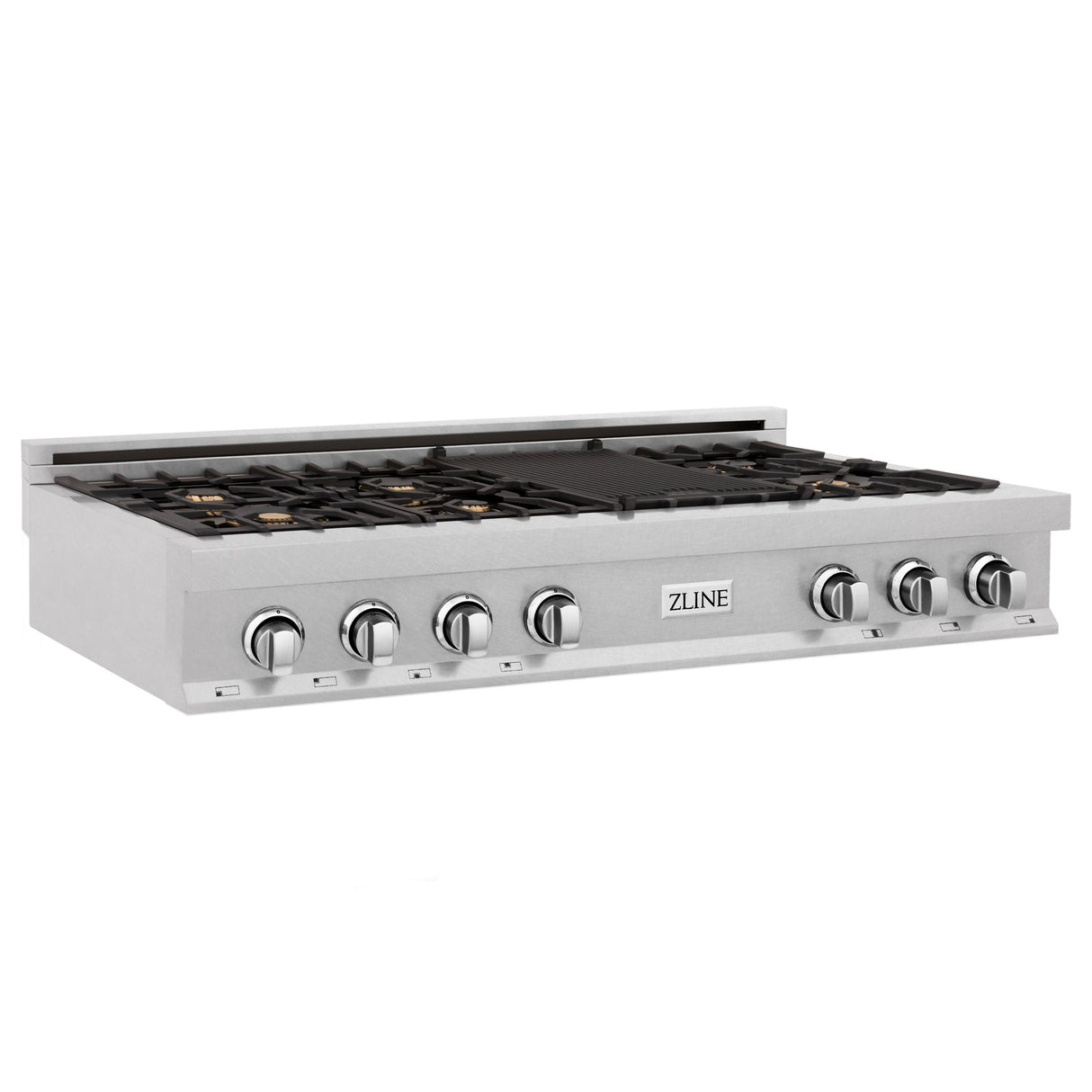 ZLINE 48" Porcelain Gas Stovetop in Fingerprint Resistant Stainless Steel with 7 Gas Brass Burners and Griddle (RTS-BR-48) - (RTSBR48)