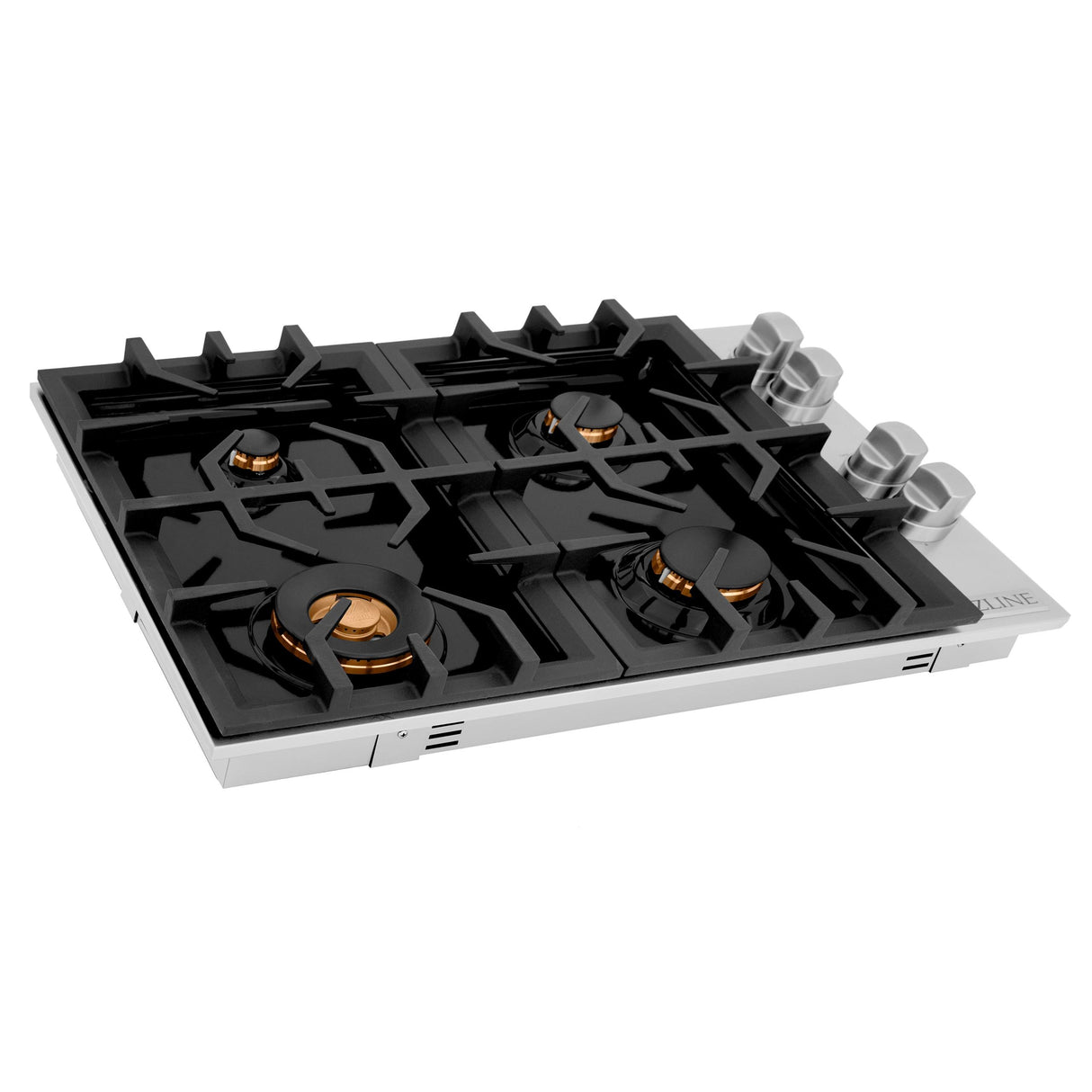 ZLINE 30" Gas Cooktop with 4 Gas Brass Burners and Black Porcelain Top (RC-BR-30-PBT) - (RCBR30PBT)