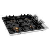 ZLINE 30" Gas Cooktop with 4 Gas Brass Burners and Black Porcelain Top (RC-BR-30-PBT) - (RCBR30PBT)