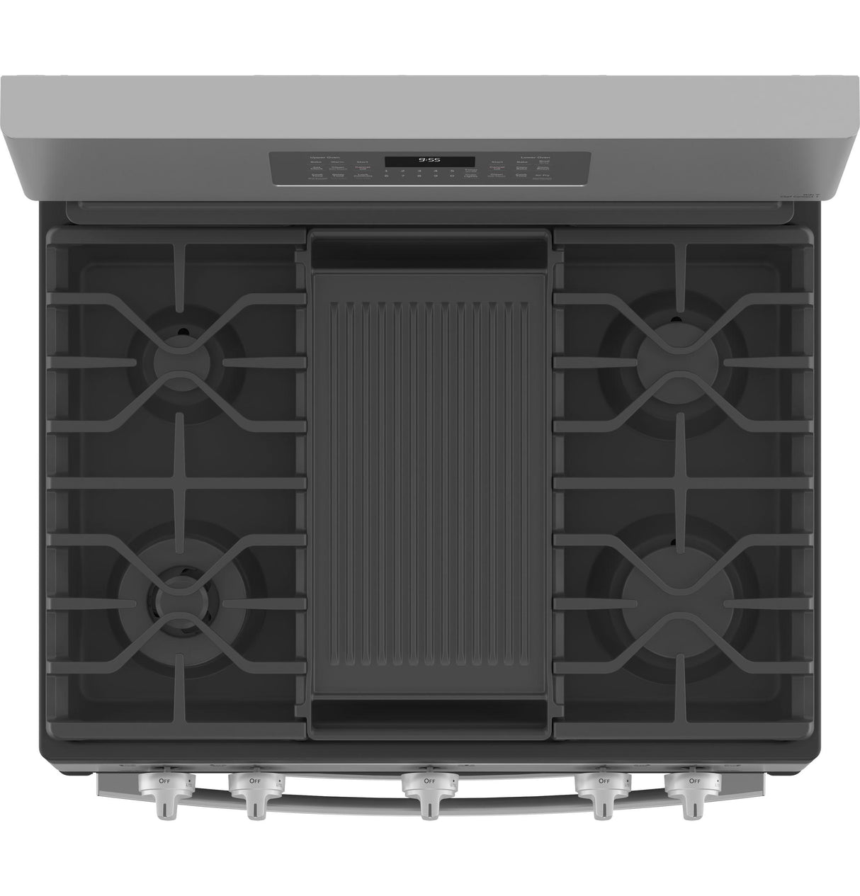 GE Profile(TM) 30" Free-Standing Gas Double Oven Convection Fingerprint Resistant Range with No Preheat Air Fry - (PGB965YPFS)