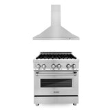 ZLINE 30 in. Kitchen Package with Stainless Steel Dual Fuel Range and Convertible Vent Range Hood (2KP-RARH30) - (2KPRARH30)