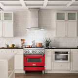 ZLINE 30 in. Dual Fuel Range with Gas Stove and Electric Oven in Stainless Steel (RA30) [Color: Red Matte] - (RARM30)