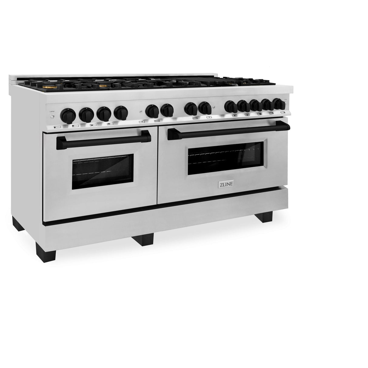 ZLINE Autograph Edition 60" 7.4 cu. ft. Dual Fuel Range with Gas Stove and Electric Oven in Stainless Steel with Accents (RAZ-60) [Color: Matte Black] - (RAZ60MB)