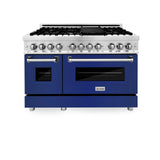 ZLINE 48 in. Dual Fuel Range with Gas Stove and Electric Oven in Stainless Steel (RA48) [Color: Blue Gloss] - (RABG48)