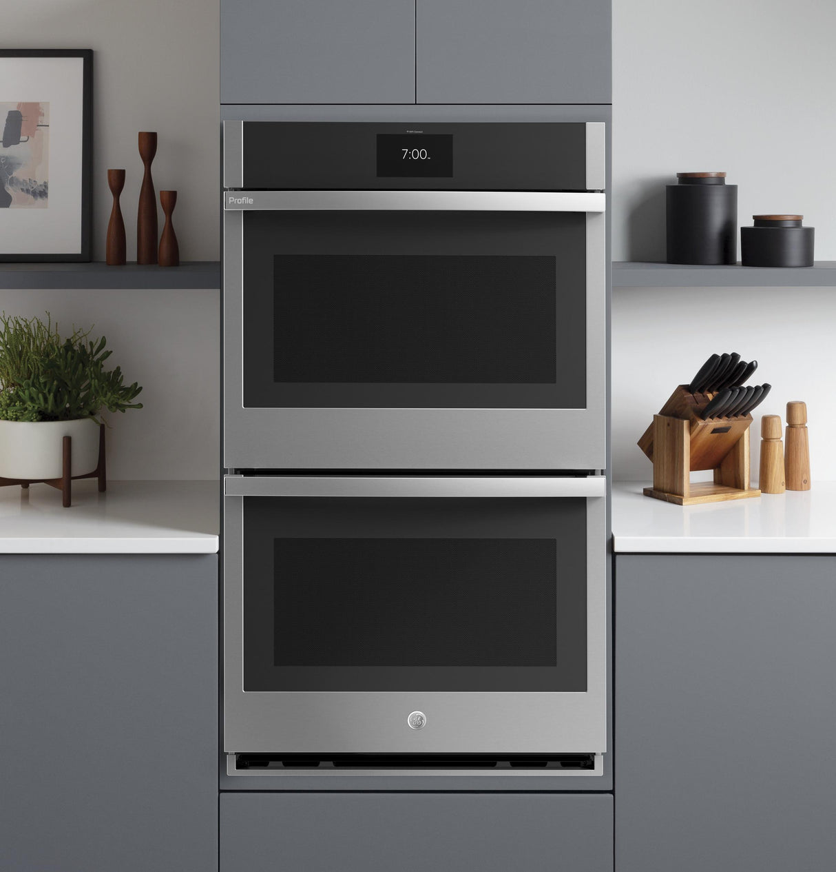 GE Profile(TM) 30" Smart Built-In Convection Double Wall Oven with No Preheat Air Fry and Precision Cooking - (PTD7000SNSS)