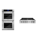 ZLINE Kitchen Package with 36 in. Stainless Steel Rangetop and 30 in. Double Wall Oven (2KP-RTAWD36) - (2KPRTAWD36)