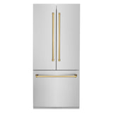 ZLINE 36? Autograph Edition 19.6 cu. ft. Built-in 2-Door Bottom Freezer Refrigerator with Internal Water and Ice Dispenser in Stainless Steel with Polished Gold Accents (RBIVZ-304-36-G) - (RBIVZ30436G)