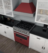 ZLINE 30 in. 4.0 cu. ft. Dual Fuel Range with Gas Stove and Electric Oven in All DuraSnow Stainless Steel with Color Door Options (RAS-SN-30) [Color: Red Matte] - (RASRM30)