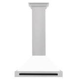 ZLINE 30 in. Autograph Edition Convertible Fingerprint Resistant DuraSnow' Stainless Steel Range Hood with White Matte Shell and Champagne Bronze Handle (KB4SNZ-WM30-CB) [Color: Matte Black Accents] - (KB4SNZWM30MB)