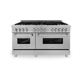 ZLINE 60 in. 7.4 cu. ft. Dual Fuel Range with Gas Stove and Electric Oven in DuraSnow Stainless Steel and Colored Door Options (RAS-60) [Color: DuraSnow Stainless Steel with Brass Burners] - (RASSNBR60)