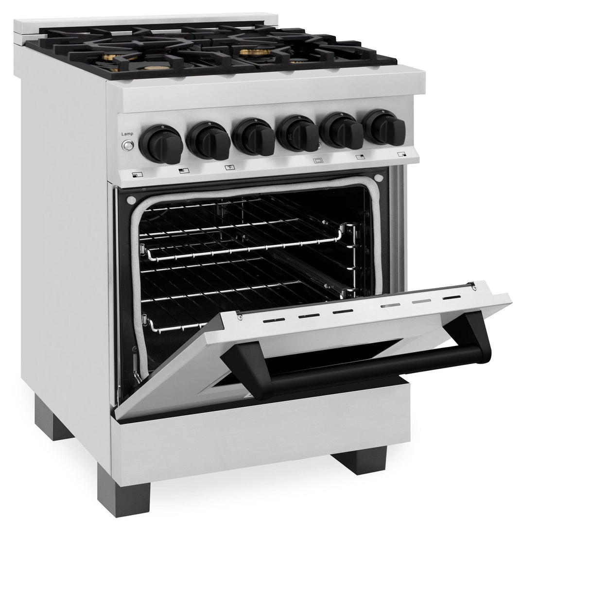 ZLINE Autograph Edition 24 in. 2.8 cu. ft. Dual Fuel Range with Gas Stove and Electric Oven in Stainless Steel with Accents (RAZ-24) [Color: Matte Black Accents] - (RAZ24MB)