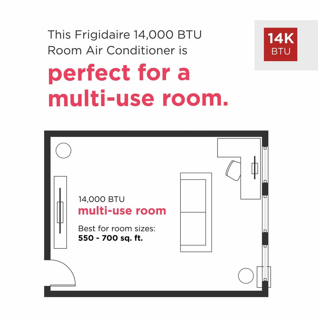 Frigidaire 14,000 BTU Built-In Room Air Conditioner with Supplemental Heat - (FHTE143WA2)