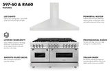 ZLINE 60 in. Kitchen Package with Stainless Steel Dual Fuel Range and Convertible Vent Range Hood (2KP-RARH60) - (2KPRARH60)