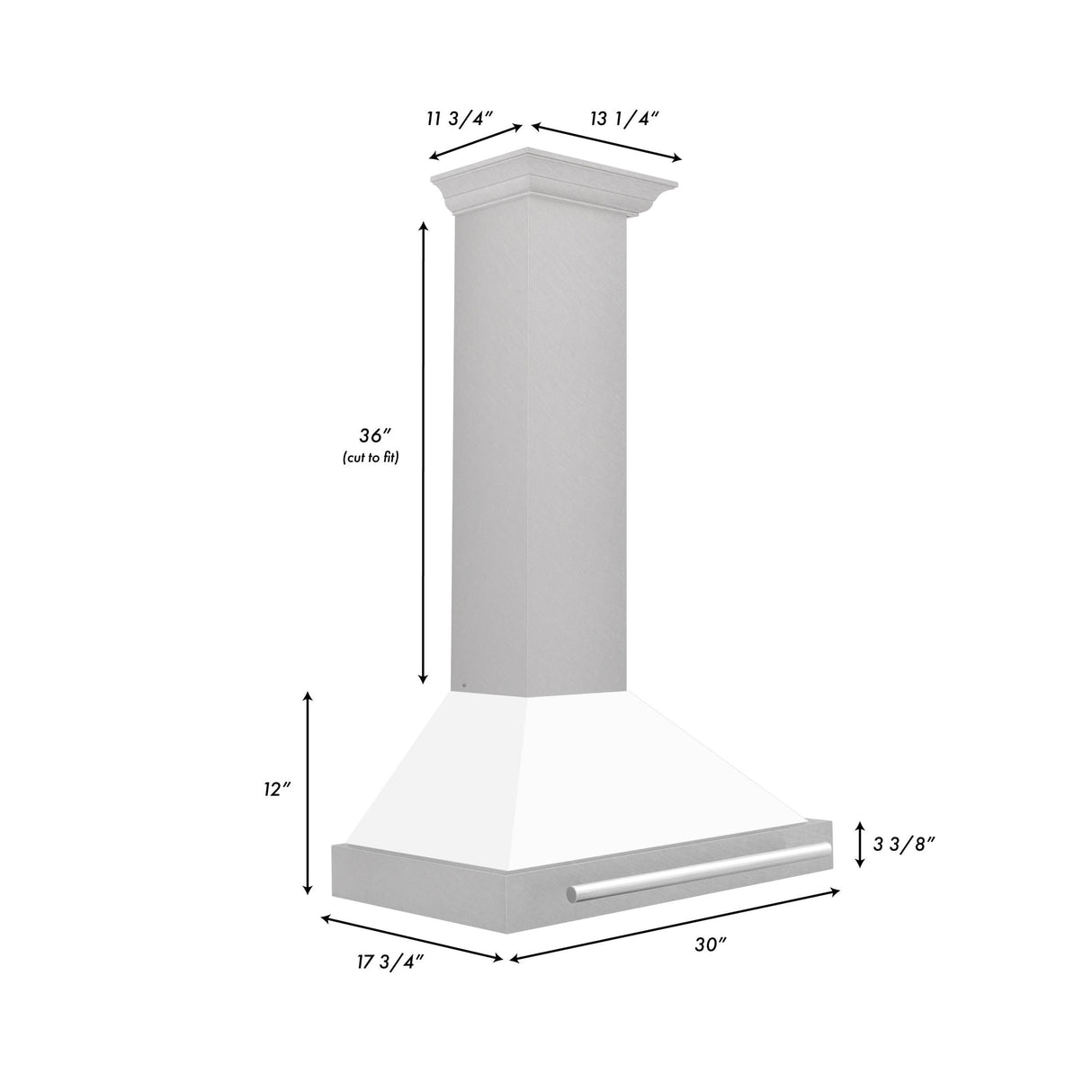 ZLINE 36 in. Stainless Steel Range Hood with Stainless Steel Handle and Color Options (KB4STX-36) [Color: White Matte Shell] - (KB4STXWM36)