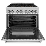 ZLINE 36 in. 4.6 cu. ft. Electric Oven and Gas Cooktop Dual Fuel Range with Griddle and Brass Burners in Stainless Steel (RA-BR-GR-36) - (RABRGR36)