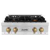 ZLINE 30 In. Autograph Edition Rangetop in Stainless Steel with Champagne Bronze Accents (RTZ-30-CB) - (RTZ30CB)