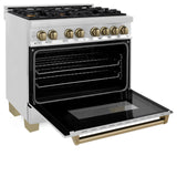 ZLINE Autograph Edition 36" 4.6 cu. ft. Dual Fuel Range with Gas Stove and Electric Oven in Stainless Steel with Accents (RAZ-36) [Color: Champagne Bronze] - (RAZ36CB)