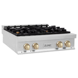 ZLINE 30 In. Autograph Edition Rangetop in Stainless Steel with Gold Accents (RTZ-30-G) - (RTZ30G)