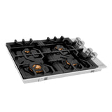 ZLINE 30" Gas Cooktop with 4 Gas Brass Burners and Black Porcelain Top (RC-BR-30-PBT) - (RCBR30PBT)