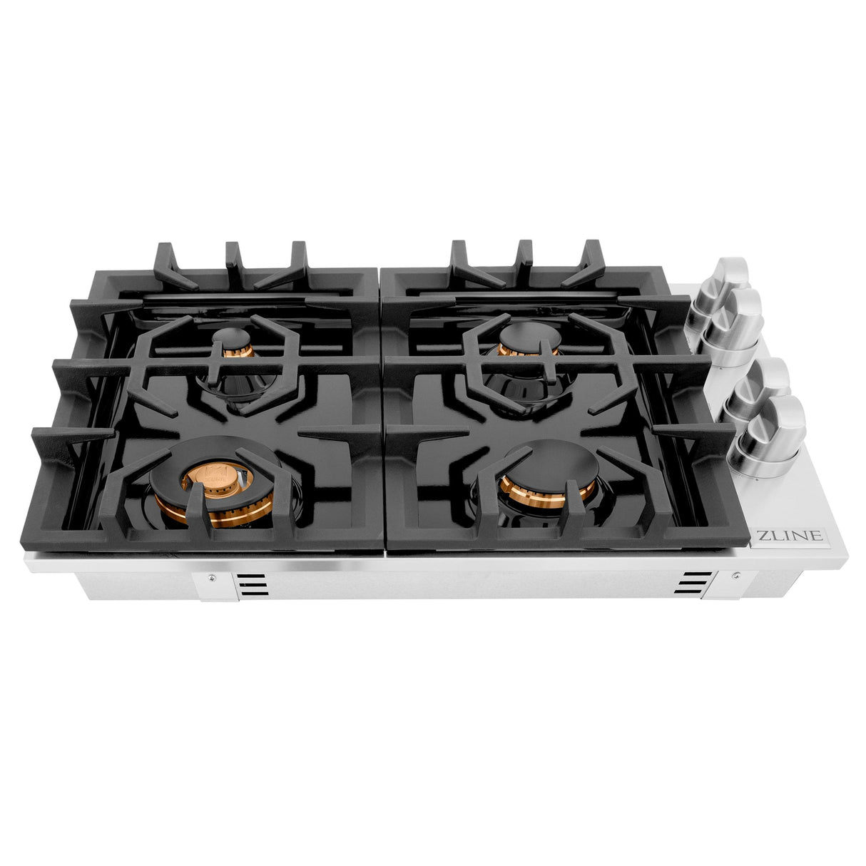 ZLINE 30" Gas Cooktop with 4 Gas Brass Burners and Black Porcelain Top (RC-BR-30-PBT) - (RCBR30PBT)