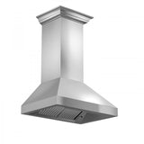 ZLINE Professional Convertible Vent Wall Mount Range Hood in Stainless Steel with Crown Molding (597CRN) - (597CRN30)