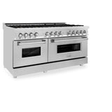 ZLINE 60 in. 7.4 cu. ft. Dual Fuel Range with Gas Stove and Electric Oven in Stainless Steel with Color Options (RA60) [Color: Stainless Steel with Brass Burners] - (RABR60)