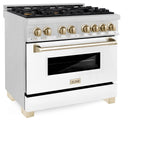 ZLINE Autograph Edition 36" 4.6 cu. ft. Dual Fuel Range with Gas Stove and Electric Oven in DuraSnow Stainless Steel with White Matte Door and Accents (RASZ-WM-36) [Color: Gold] - (RASZWM36G)