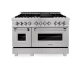 ZLINE 48 in. 6.0 cu. ft. Electric Oven and Gas Cooktop Dual Fuel Range with Griddle in Fingerprint Resistant Stainless (RAS-SN-GR-48) - (RASSNGR48)