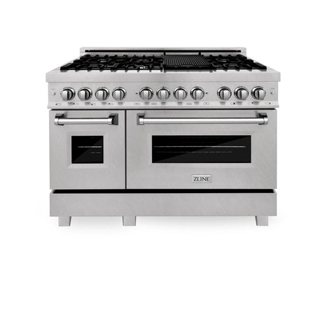 ZLINE 48 in. 6.0 cu. ft. Electric Oven and Gas Cooktop Dual Fuel Range with Griddle in Fingerprint Resistant Stainless (RAS-SN-GR-48) - (RASSNGR48)