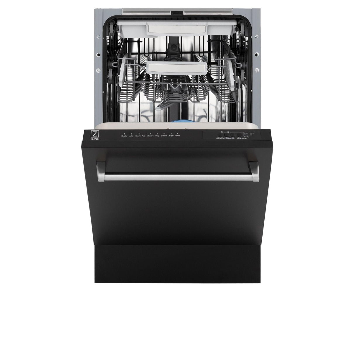 ZLINE 18" Tallac Series 3rd Rack Top Control Dishwasher with Traditional Handle, 51dBa [Color: Black Matte] - (DWVBLM18)