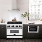 ZLINE Autograph Edition 36" 4.6 cu. ft. Dual Fuel Range with Gas Stove and Electric Oven in Stainless Steel with White Matte Door and Accents (RAZ-WM-36) [Color: Matte Black] - (RAZWM36MB)