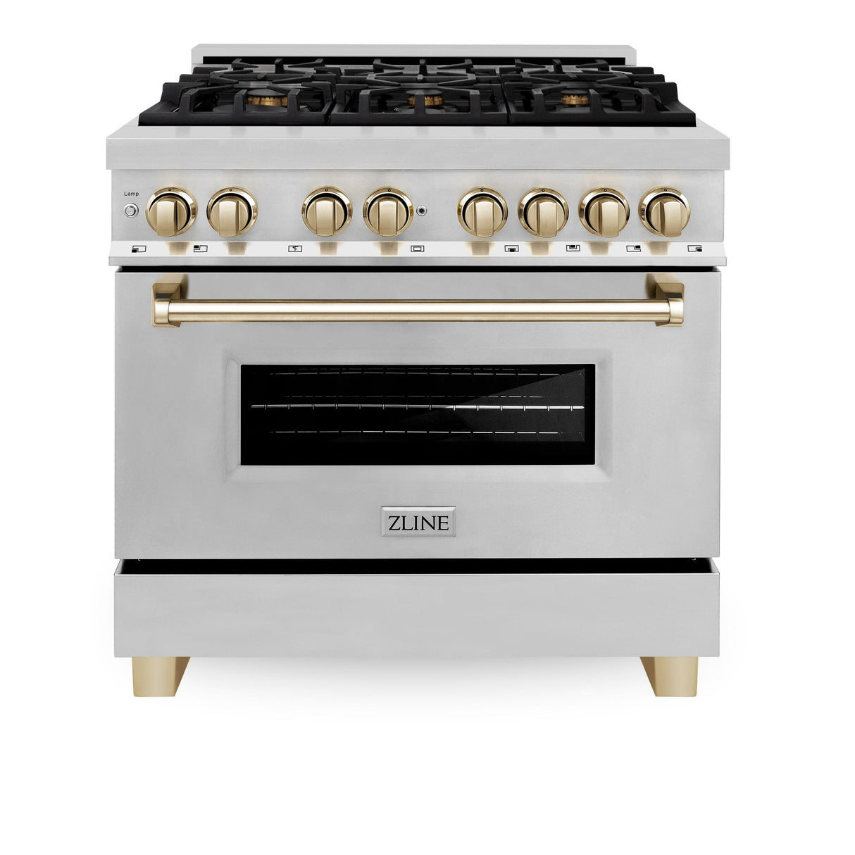 ZLINE Autograph Edition 36" 4.6 cu. ft. Dual Fuel Range with Gas Stove and Electric Oven in Stainless Steel with Accents (RAZ-36) [Color: Gold] - (RAZ36G)