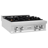 ZLINE 30 in. Porcelain Gas Stovetop with 4 Gas Burners (RT30) Available with Brass Burners [Color: Stainless Steel with Brass Burners] - (RTBR30)