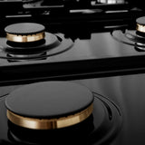 ZLINE Autograph Edition 30" Porcelain Rangetop with 4 Gas Burners in Fingerprint Resistant Stainless Steel and Matte Black Accents (RTSZ-30-MB) - (RTSZ30MB)